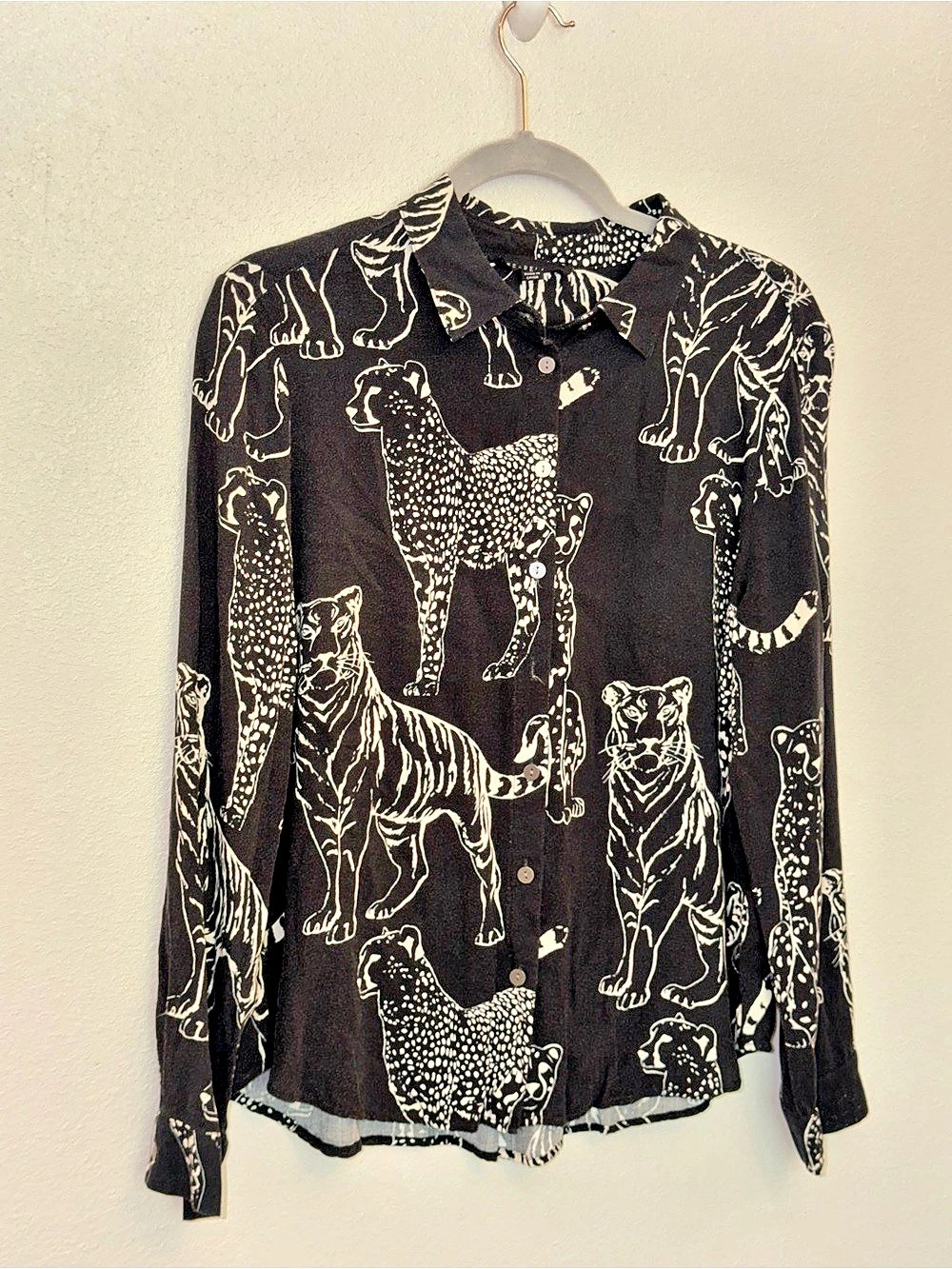 Jane and Delancey Animal Print Button Down in Black & White